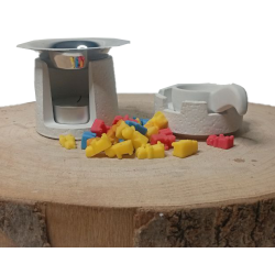 Quemador de Wax Melt Castillo de Polvo de Mármol | Con Plato y Wax Mel