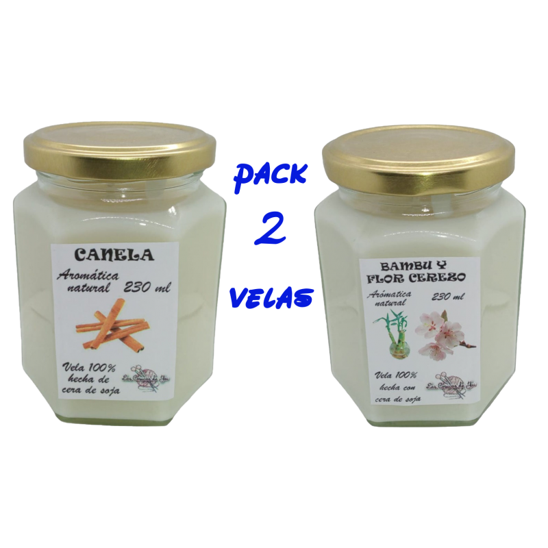 Vela artesanal con aroma pack de 2 velas
