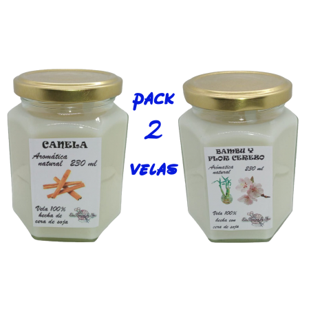 Vela artesanal con aroma pack de 2 velas