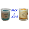 Velas artesanales aromaticas, pack de 2 velas