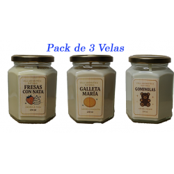 Velas artesanales aromaticas, pack de 3 velas